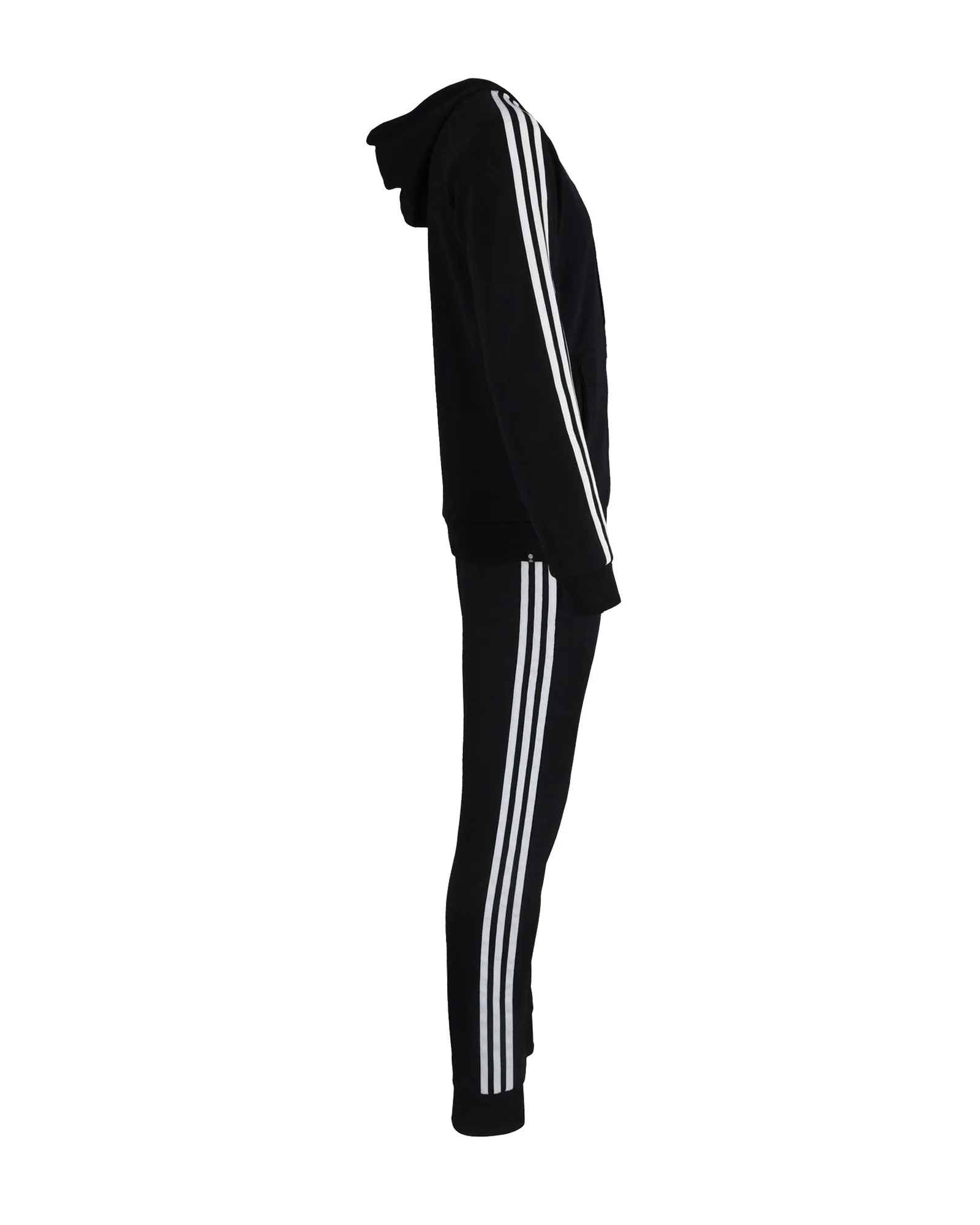Adidas Ribbed Insert Tracksuit in Black Polyester