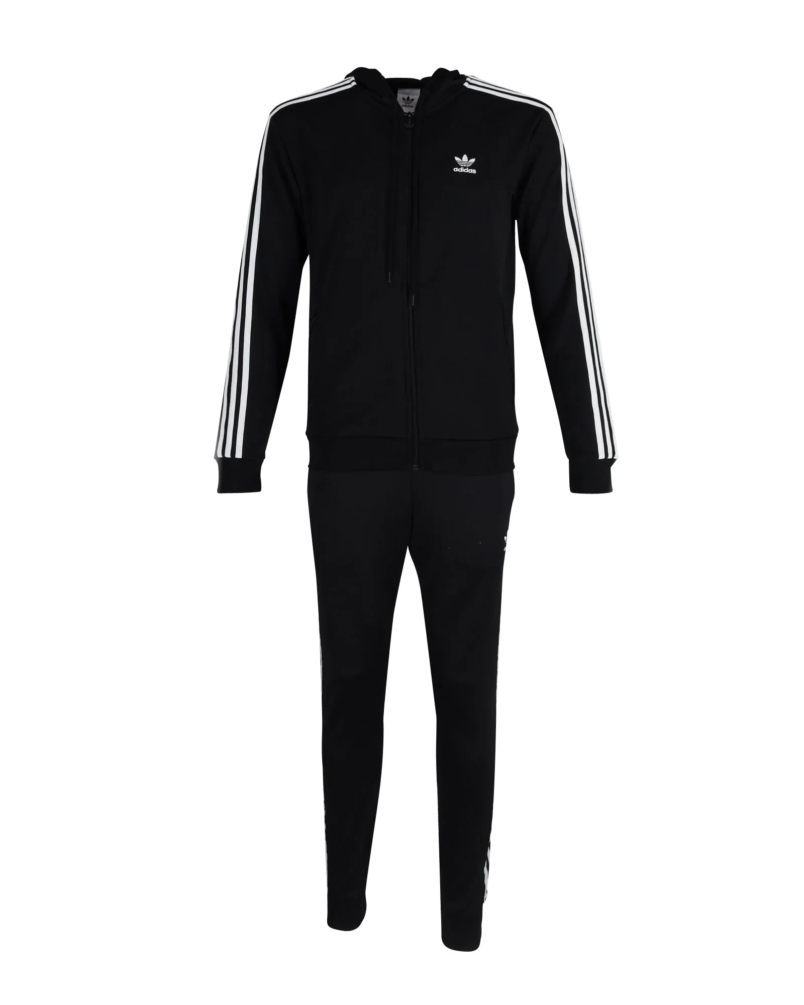 Adidas Ribbed Insert Tracksuit in Black Polyester