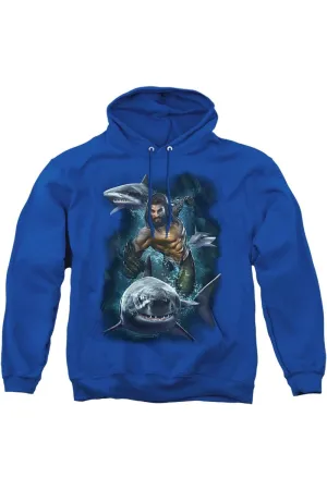 Aquaman Movie Swimming With Sharks Adult Pull Over Hoodie / Hooded Sweatshirt