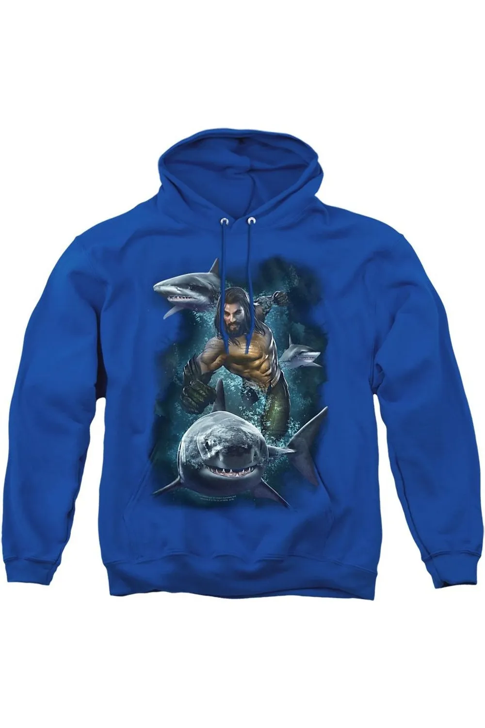Aquaman Movie Swimming With Sharks Adult Pull Over Hoodie / Hooded Sweatshirt