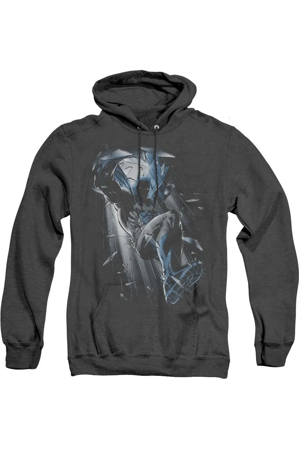 Batman Bat Crash Adult Heather Hoodie / Hooded Sweatshirt
