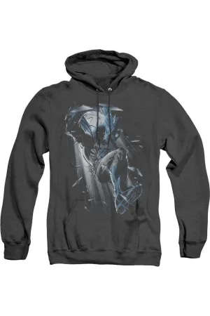 Batman Bat Crash Adult Heather Hoodie / Hooded Sweatshirt
