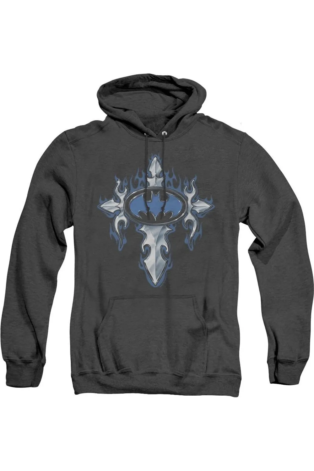 Batman Gothic Steel Logo Adult Heather Hoodie / Hooded Sweatshirt