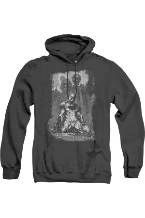 Batman Sketchy Shadows Adult Heather Hoodie / Hooded Sweatshirt