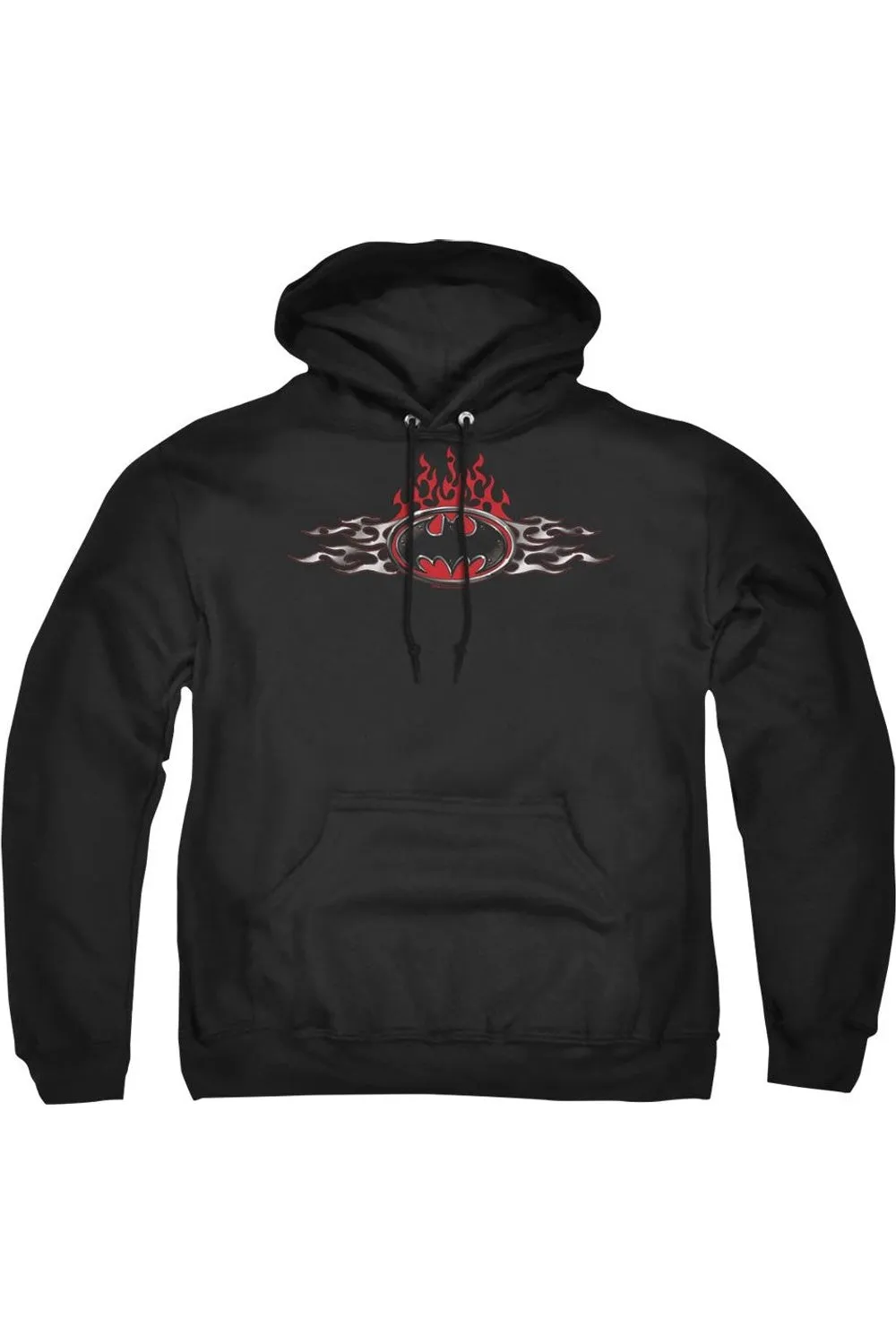 Batman Steel Flames Logo Adult Pull Over Hoodie / Hooded Sweatshirt