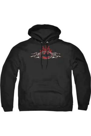Batman Steel Flames Logo Adult Pull Over Hoodie / Hooded Sweatshirt