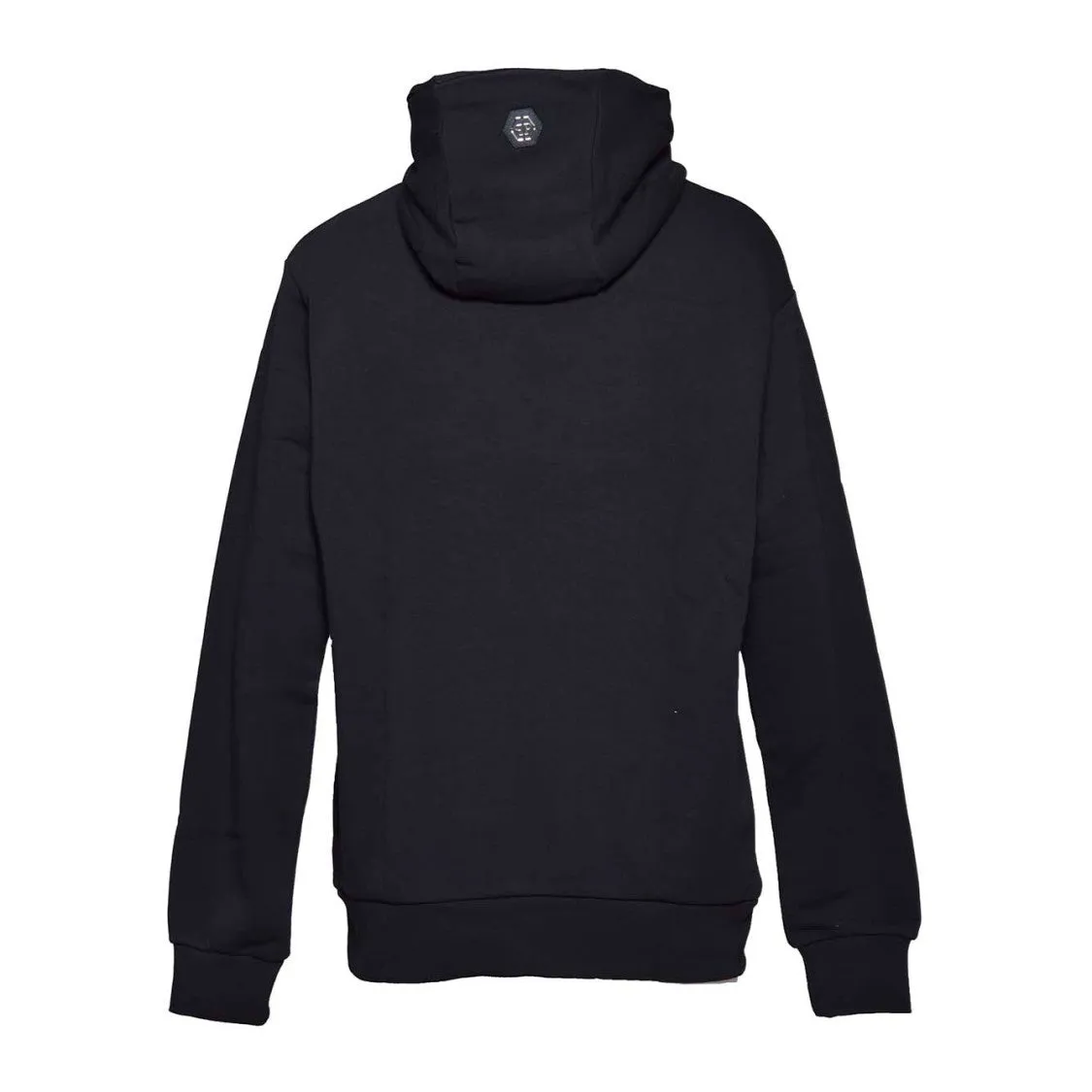 Black Cotton Hexagon Hoodie With Crystal Logo