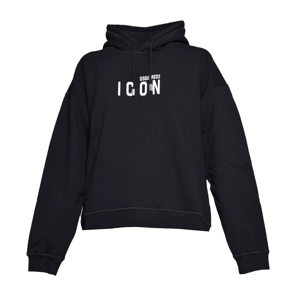 Black Cotton Hoodie With Iconic Logo