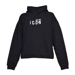 Black Cotton Hoodie With Iconic Logo