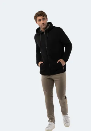 Black Quilted Zip Up Hoodie