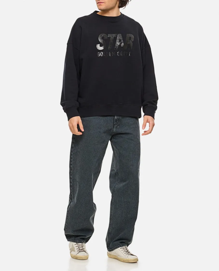 Black Round Neck Star Sweatshirt