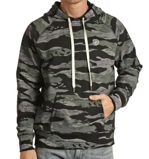 Camo Printed Hoodie In Olive