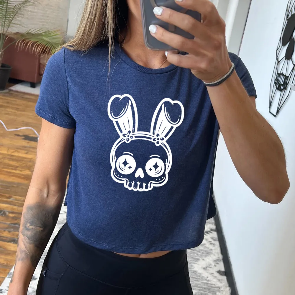 Cute Bunny Skull Cropped Tee