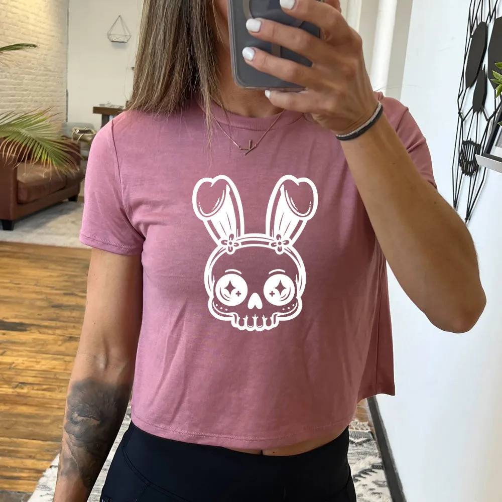Cute Bunny Skull Cropped Tee