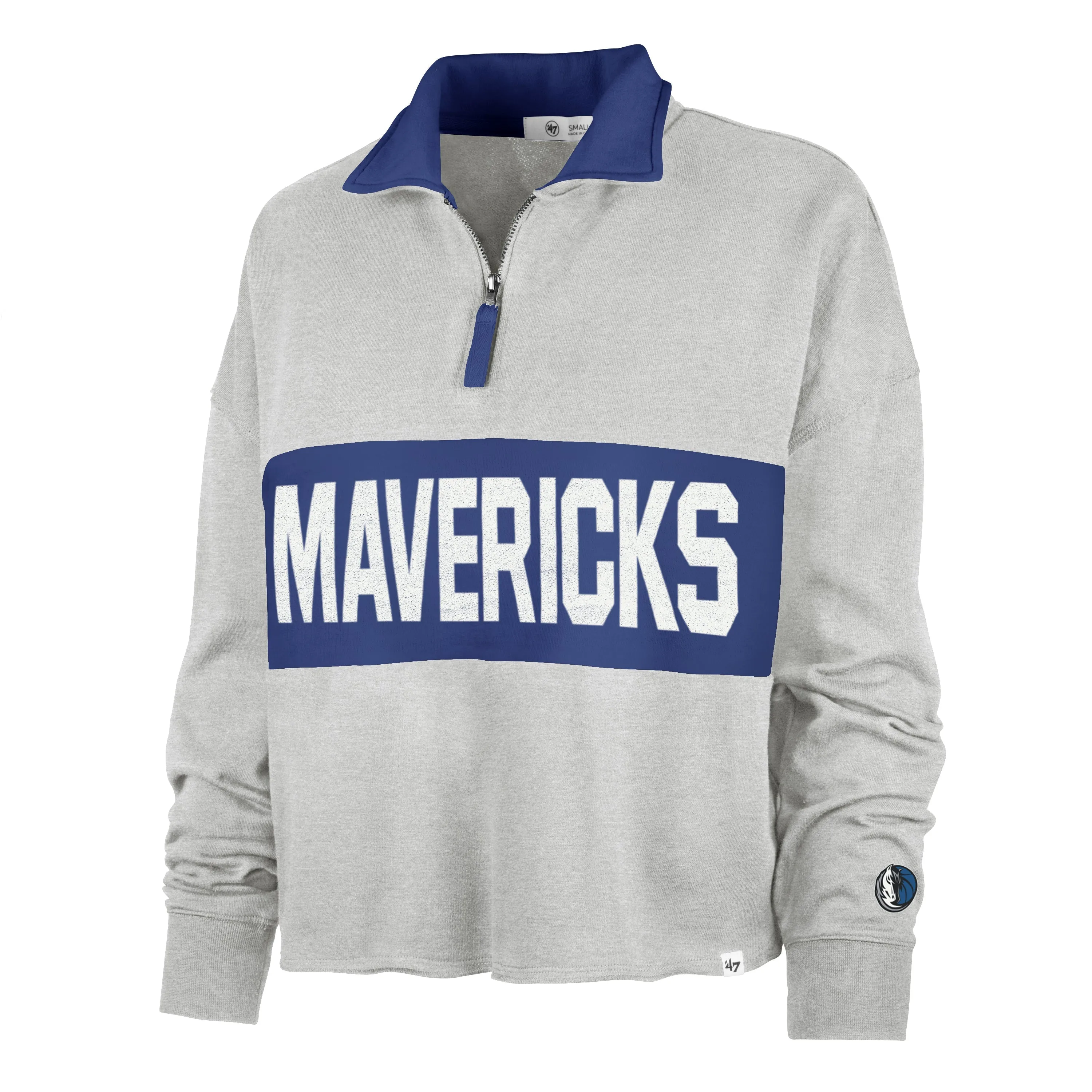 DALLAS MAVERICKS 47 BRAND WOMEN'S GREY 1/4-ZIP LONG-SLEEVE MAVERICKS TOP