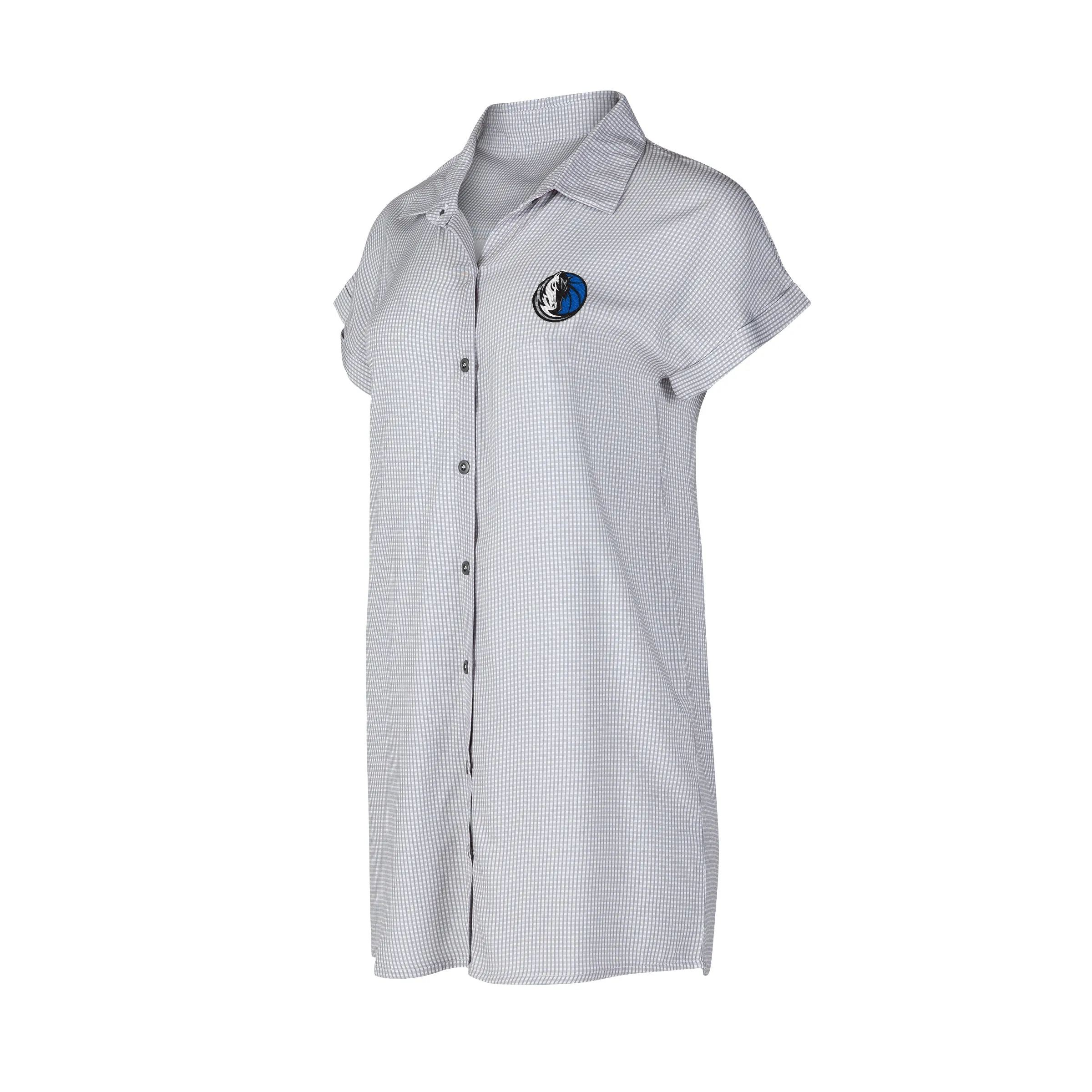 DALLAS MAVERICKS CONCEPT SPORTS WOMENS PLAID BUTTON TOP