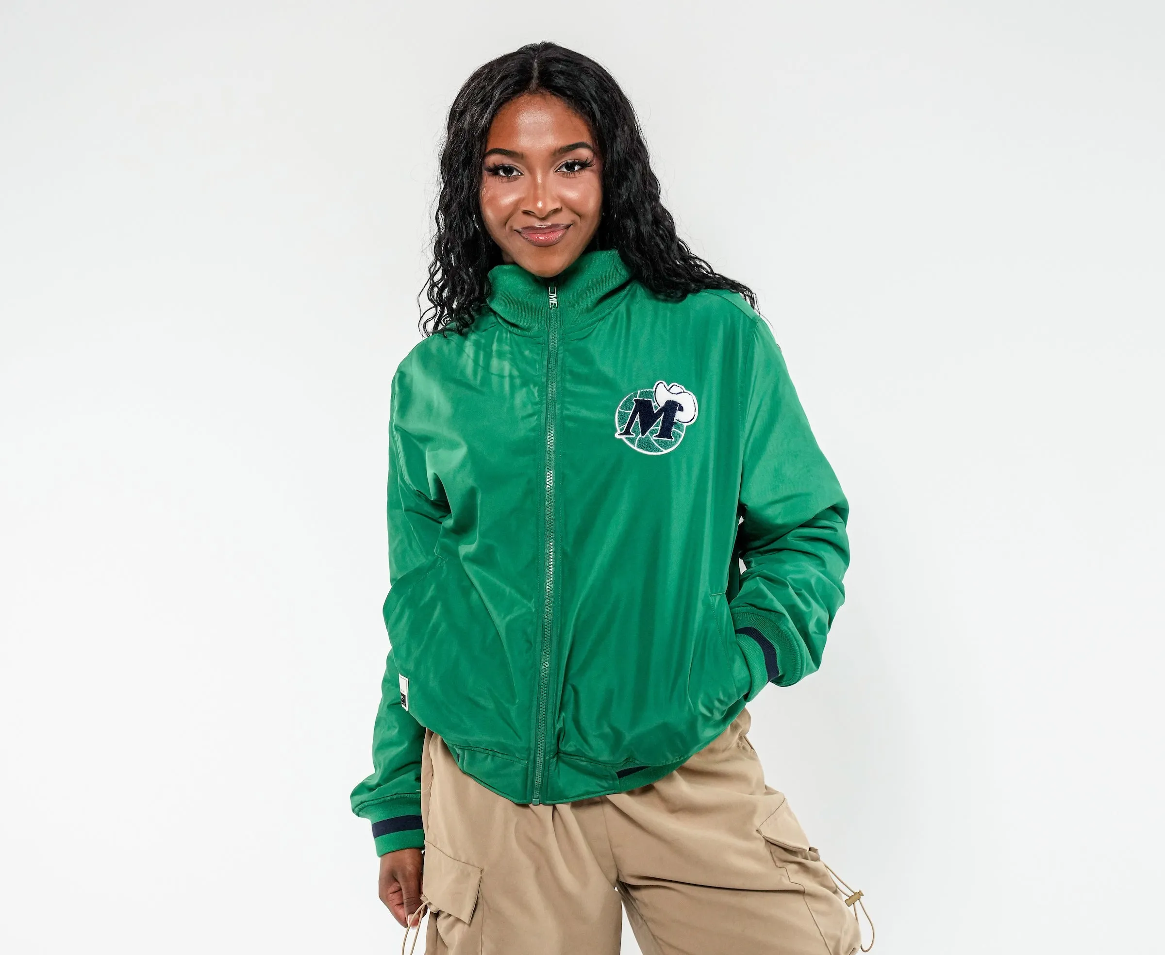DALLAS MAVERICKS MITCHELL & NESS MELODY WOMEN'S GREEN SATIN JACKET