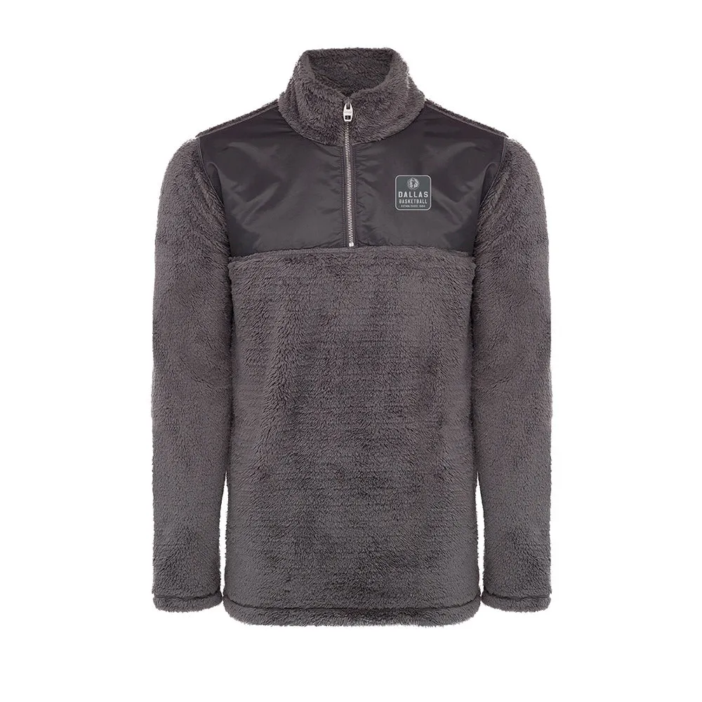 DALLAS MAVERICKS SPORTIQE LINDON SHERPA QUARTER ZIP GREY SWEATER