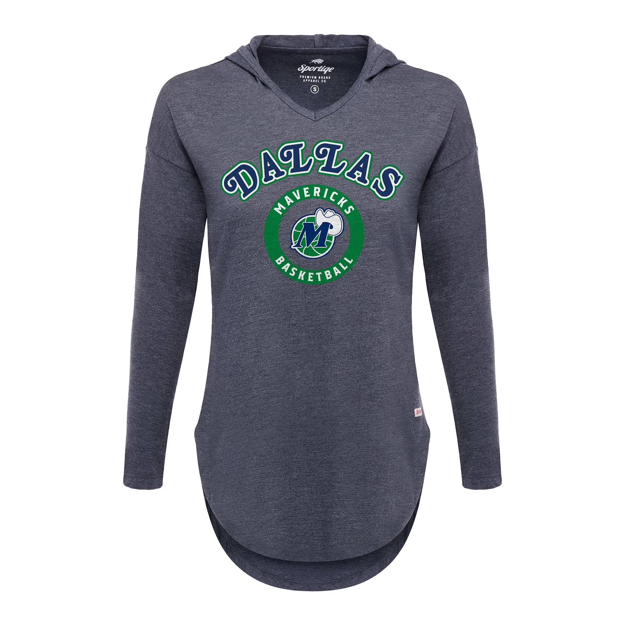 DALLAS MAVERICKS SPORTIQE WOMENS HARDWOOD CLASSIC FERROUS LENNON V-NECK HOODED TEE