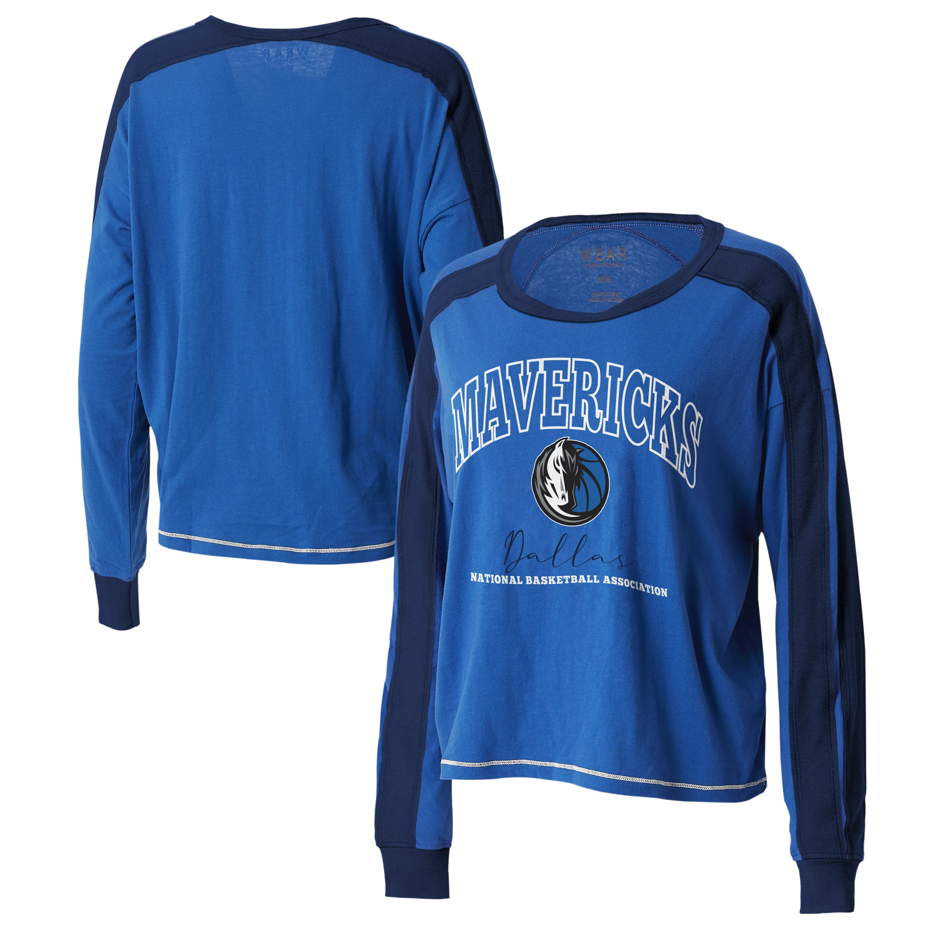 DALLAS MAVERICKS WEAR 2023 WOMEN'S ROYAL BLUE COLORBLOCKED LONGSLEEVE TOP