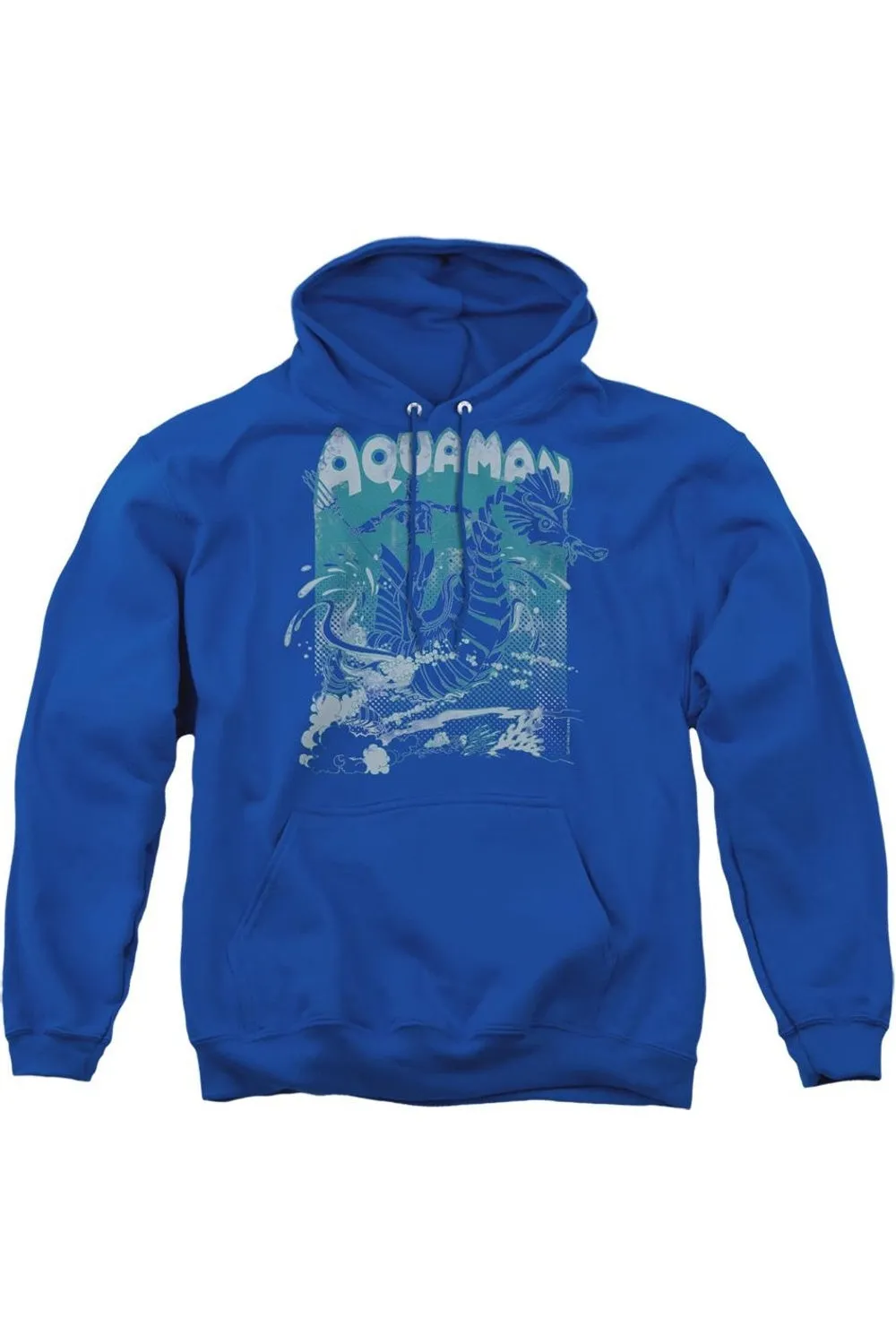 DC Comics Aquaman Catch A Wave Adult Pull Over Hoodie / Hooded Sweatshirt