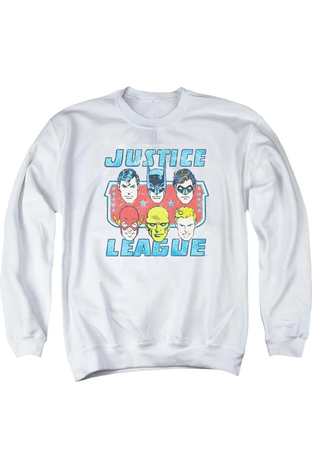 DC Comics Faces Of Justice Adult Crewneck Sweatshirt