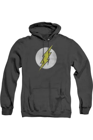 DC Comics Flash Flash Logo Distressed Adult Heather Hoodie / Hooded Sweatshirt