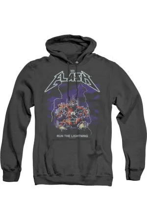 DC Comics Flash Run The Lightning Adult Heather Hoodie / Hooded Sweatshirt