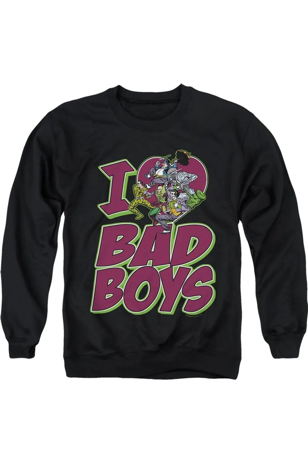 DC Comics I Heart Bad Boys Adult Crewneck Sweatshirt