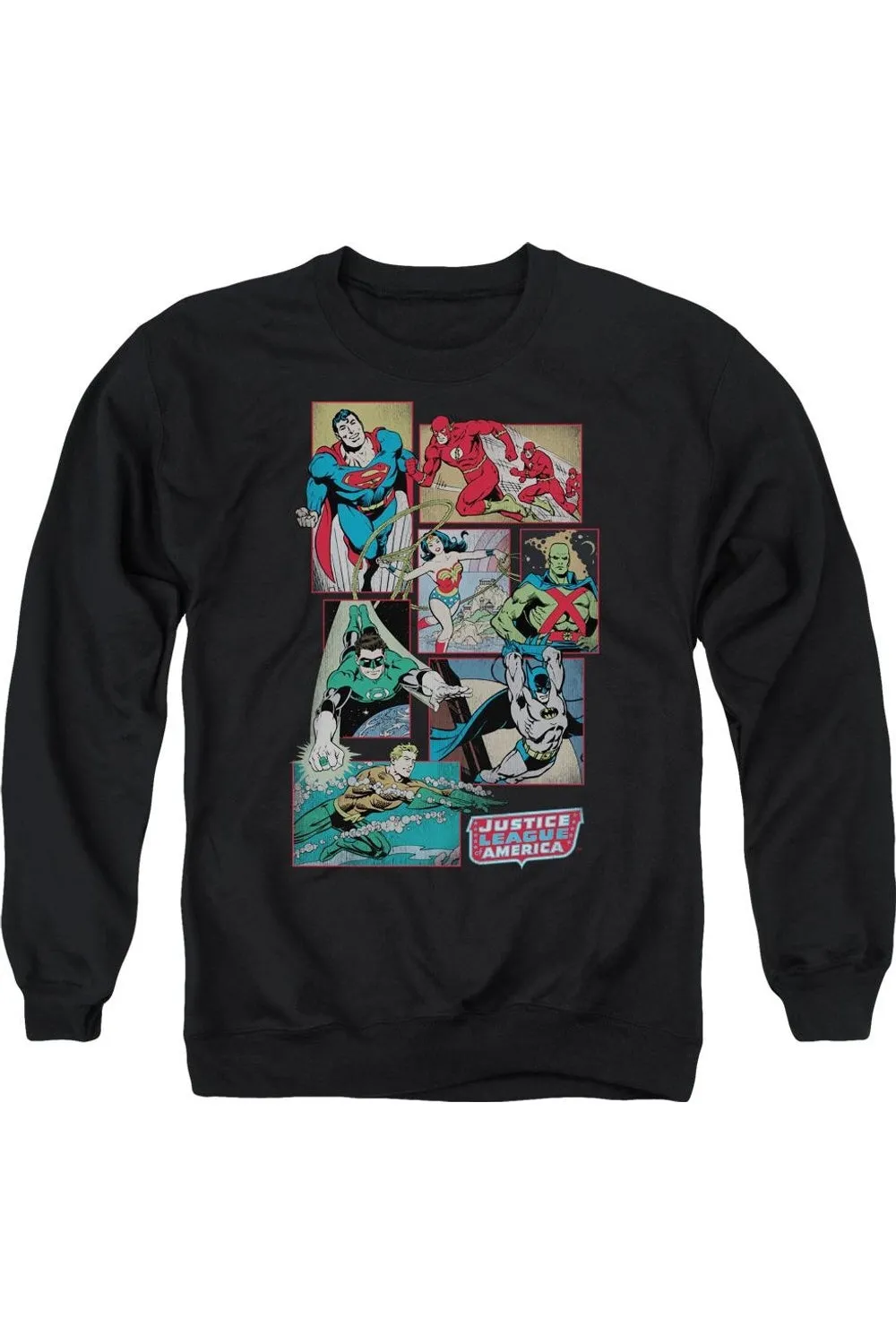 DC Comics Justice League Boxes Adult Crewneck Sweatshirt