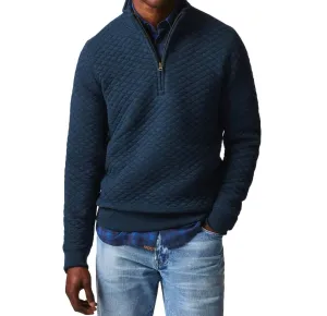 Diamond Quilt Half Zip Sweatshirt In Carbon Blue