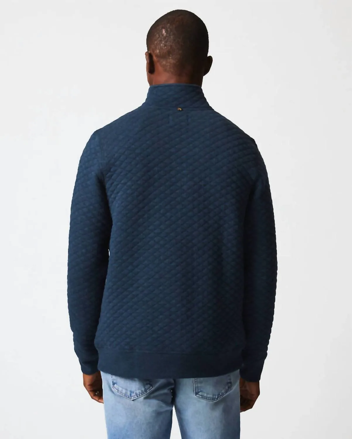 Diamond Quilt Half Zip Sweatshirt In Carbon Blue