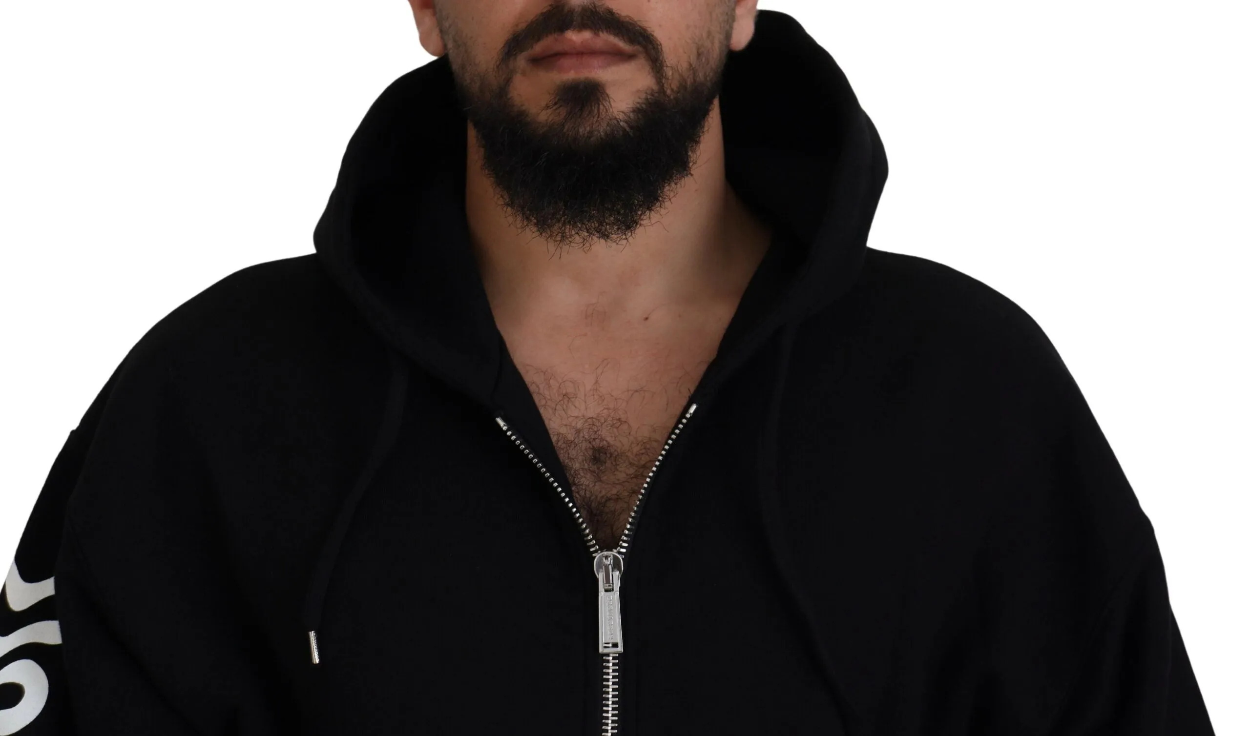 Dsquared Hooded Full Zip Printed Sleeves Men's Sweater (Pre-Owned)