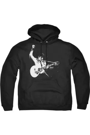 Elvis Presley Black And White Guitarman Adult Pull Over Hoodie