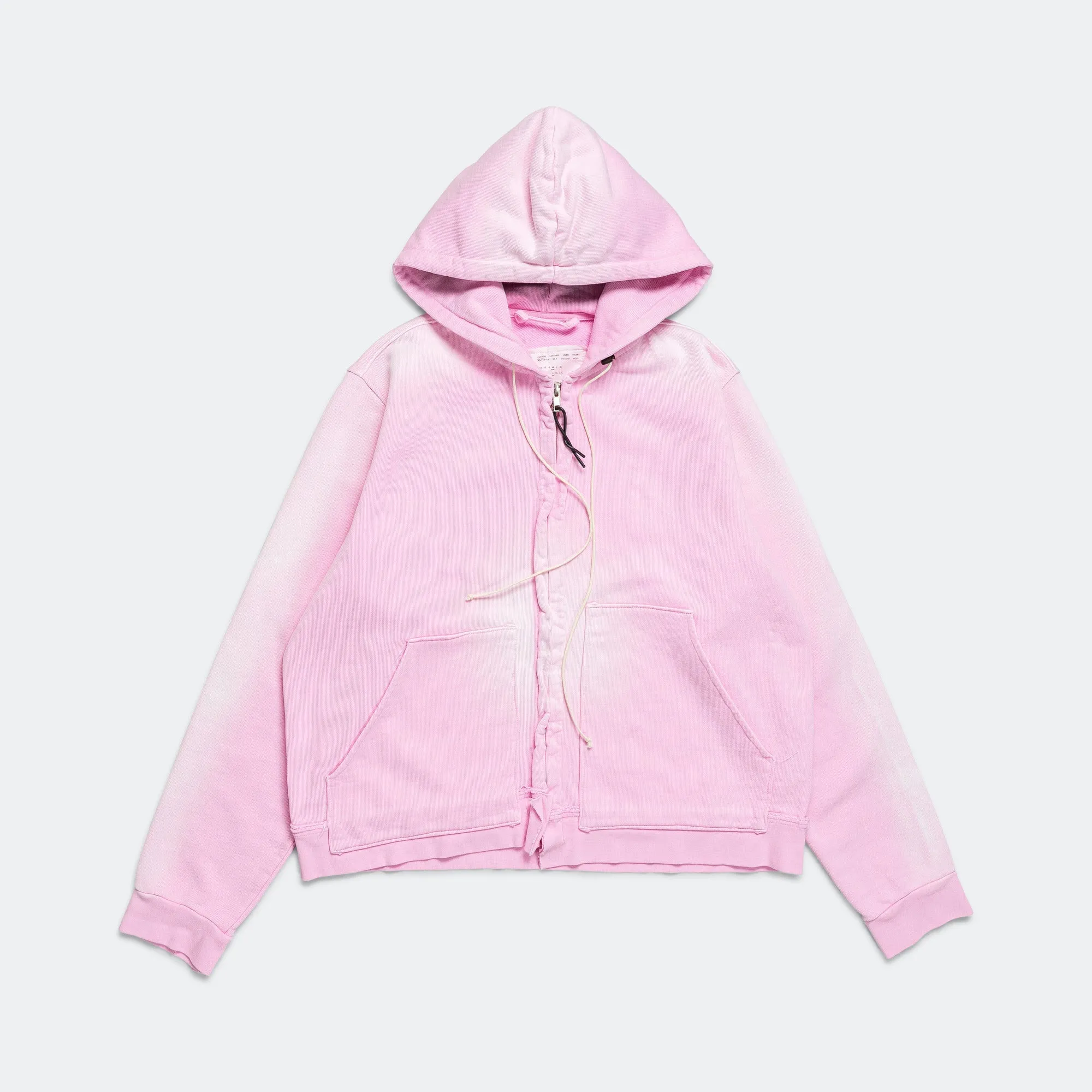 Fitted Zip Hoodie - Heavy Sweat Pink Sun Faded