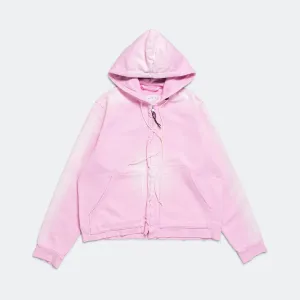 Fitted Zip Hoodie - Heavy Sweat Pink Sun Faded
