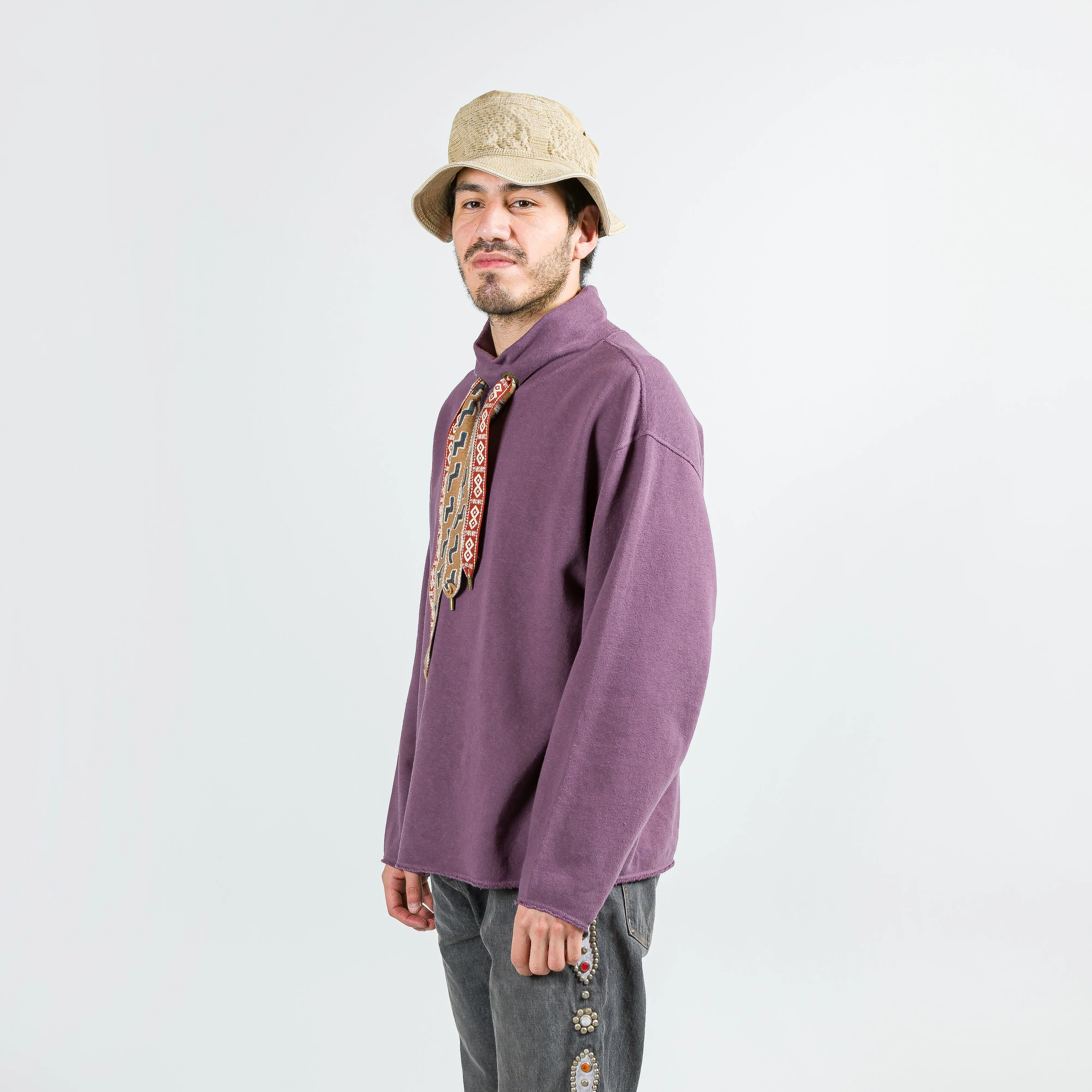 Fleece Knit COCK Neck SWT - Purple