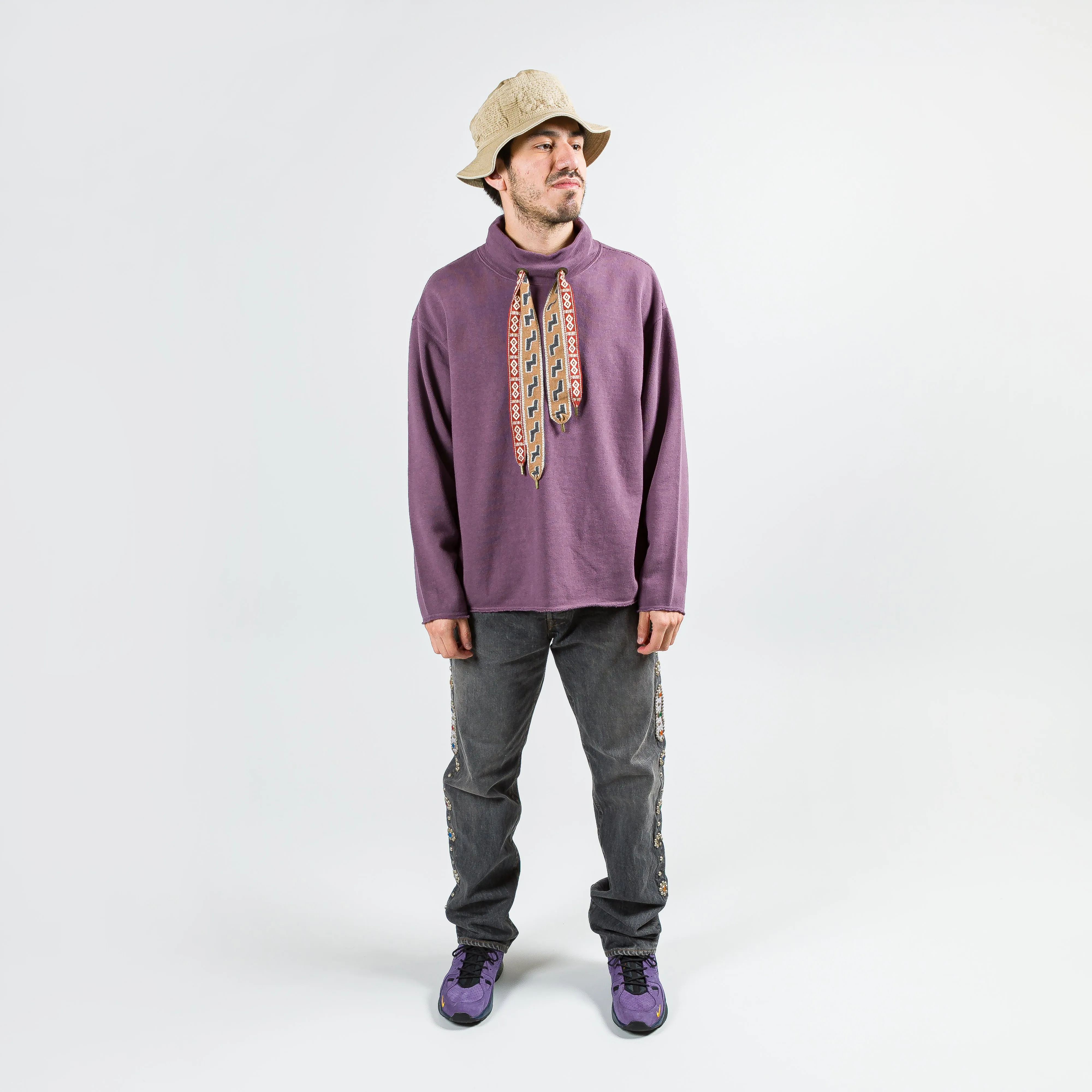 Fleece Knit COCK Neck SWT - Purple