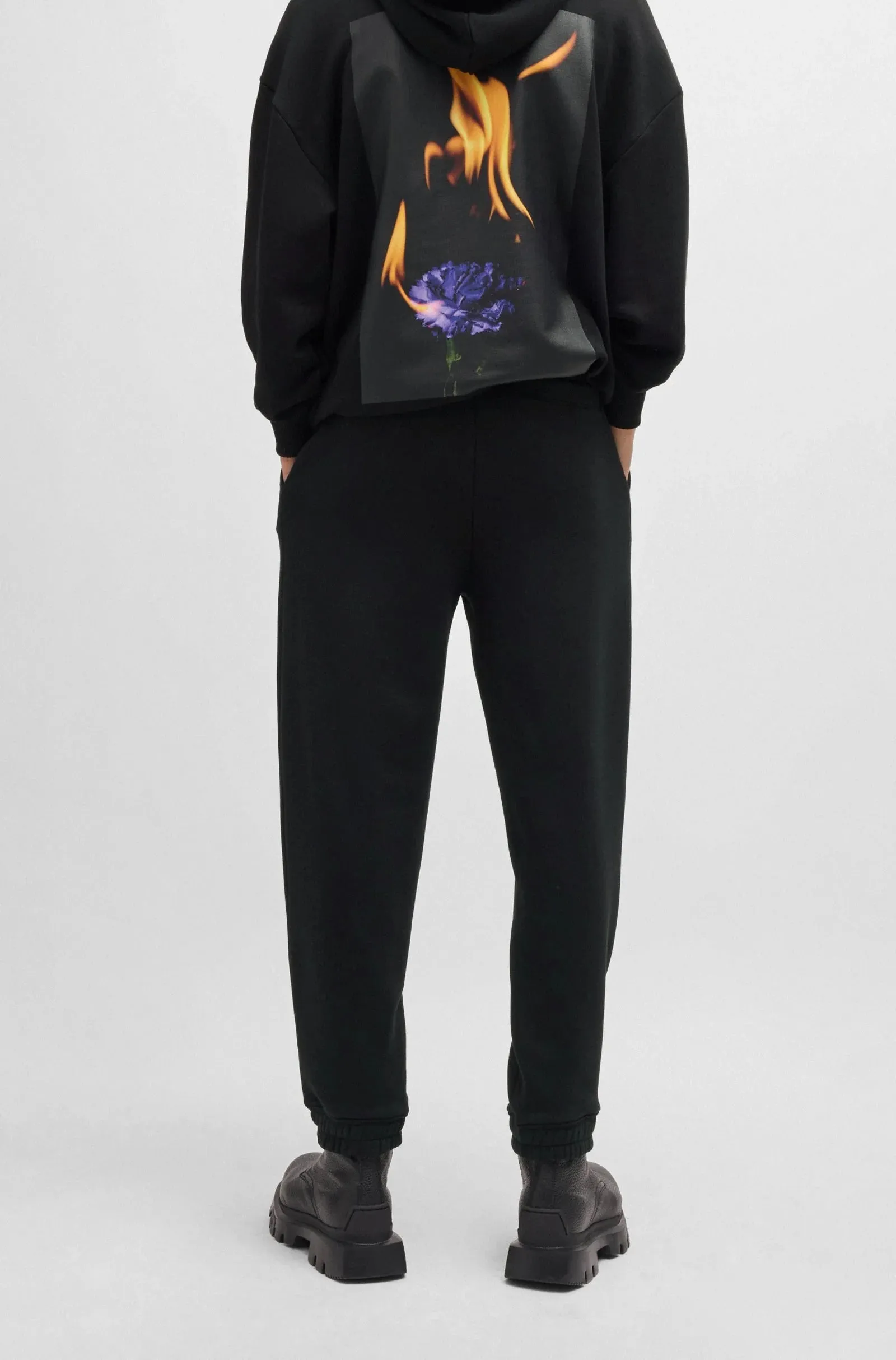 Hugo Men's Dflohood Square Logo Hoodie, Black