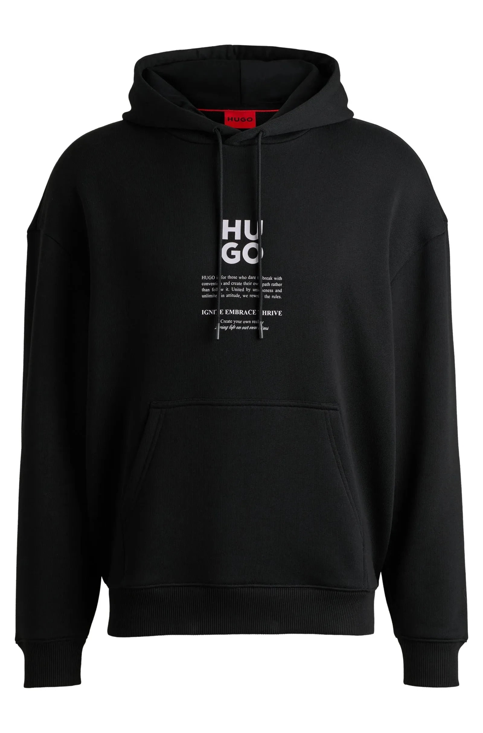 Hugo Men's Dflohood Square Logo Hoodie, Black