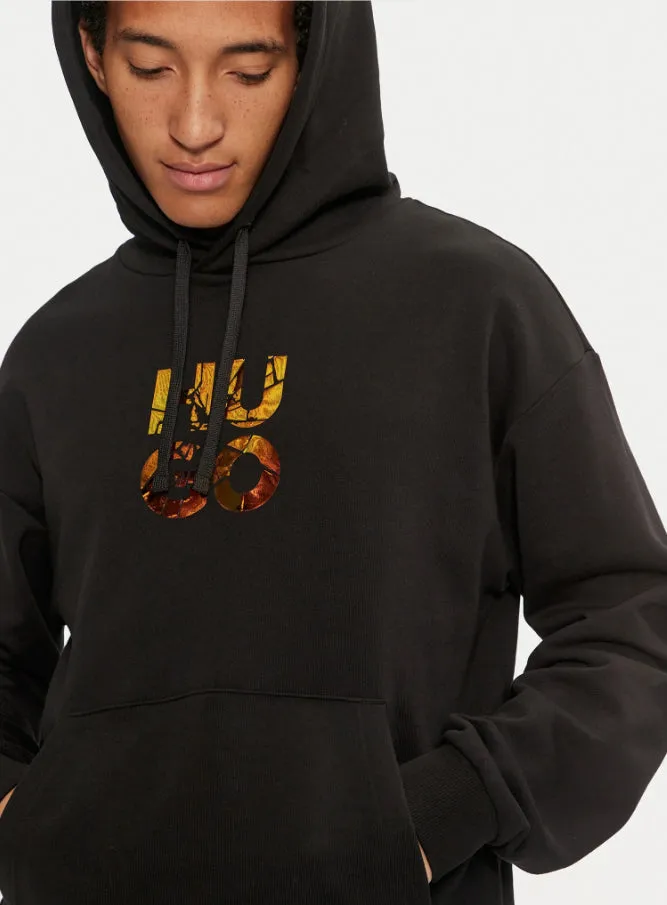 Hugo Men's Diridood Square Foil Logo Sweatshirt, Black