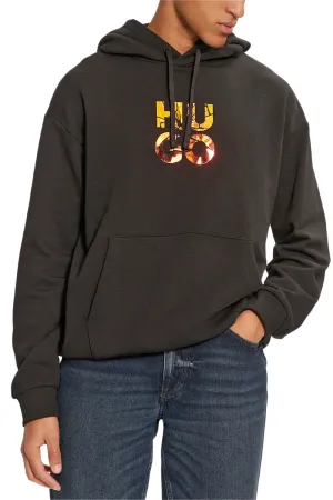 Hugo Men's Diridood Square Foil Logo Sweatshirt, Black