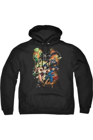 Justice League of America Battle Ready Adult Pull Over Hoodie / Hooded Sweatshirt