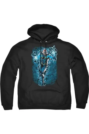 Justice League of America Black Lightning Bolts Adult Pull Over Hoodie / Hooded Sweatshirt