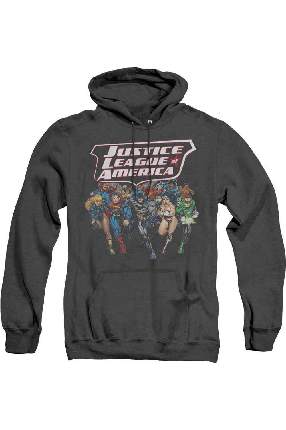 Justice League of America Charging Justice Adult Heather Hoodie / Hooded Sweatshirt
