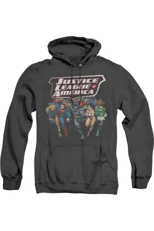 Justice League of America Charging Justice Adult Heather Hoodie / Hooded Sweatshirt