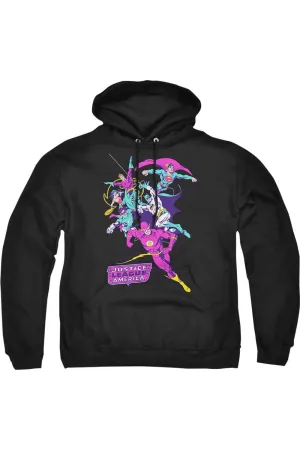 Justice League of America Colorful League Adult Pull Over Hoodie / Hooded Sweatshirt