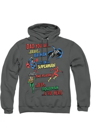 Justice League of America Dad Hero Adult Pull Over Hoodie / Hooded Sweatshirt