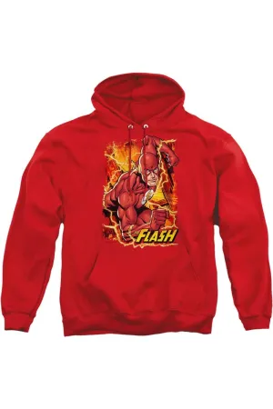 Justice League of America Flash Lightning Adult Pull Over Hoodie / Hooded Sweatshirt