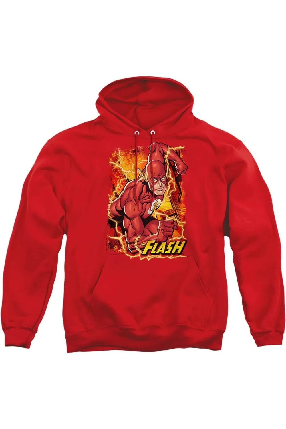 Justice League of America Flash Lightning Adult Pull Over Hoodie / Hooded Sweatshirt